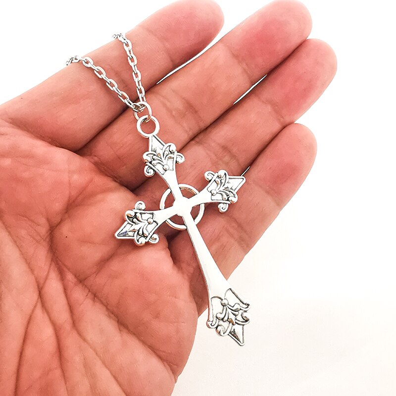 Large Gothic Cross Pendant Necklace