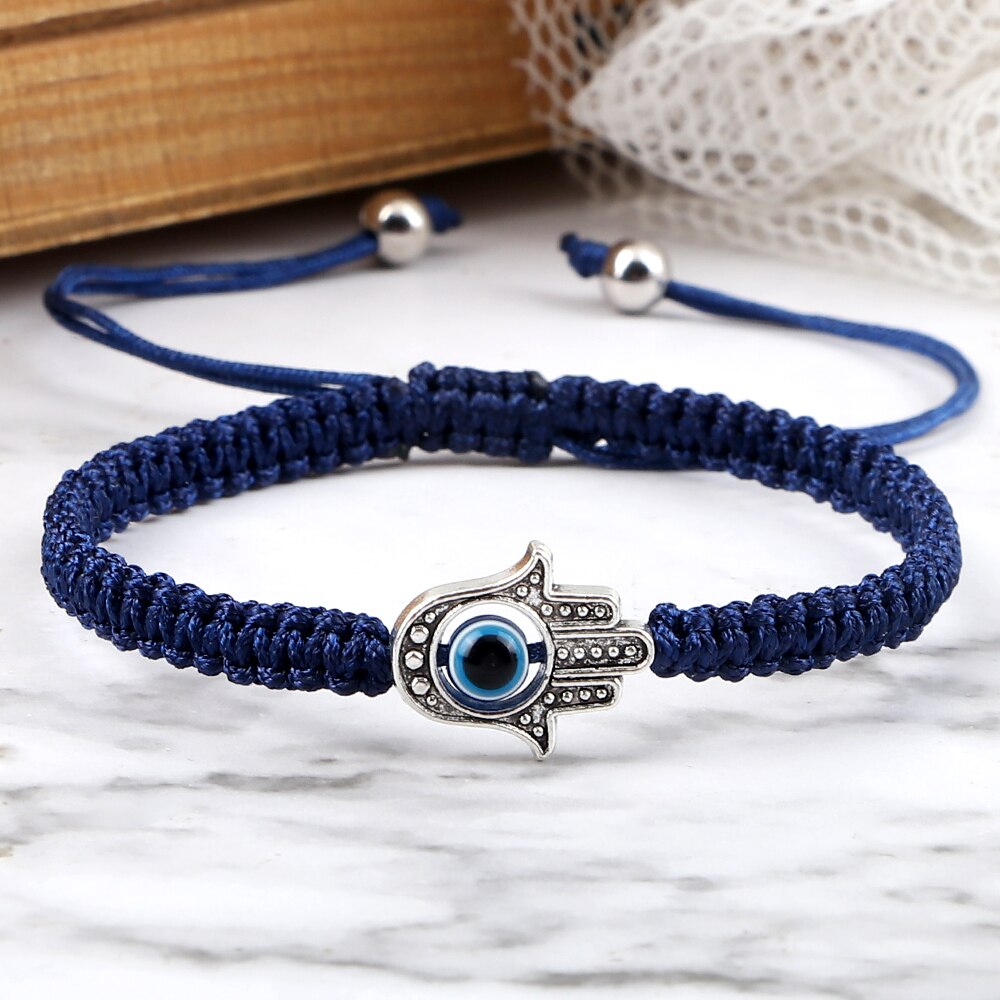 Hand of Fatima & Evil Eye Braided Bracelet for Luck & Protection