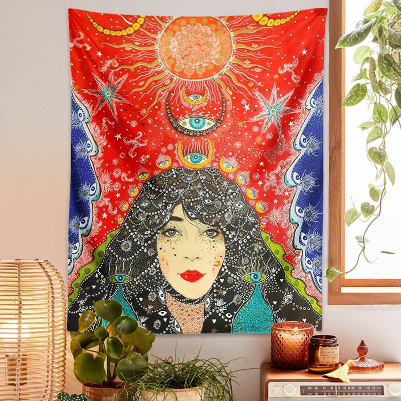 Psychedelic Girl Tapestry - Sun Gazer