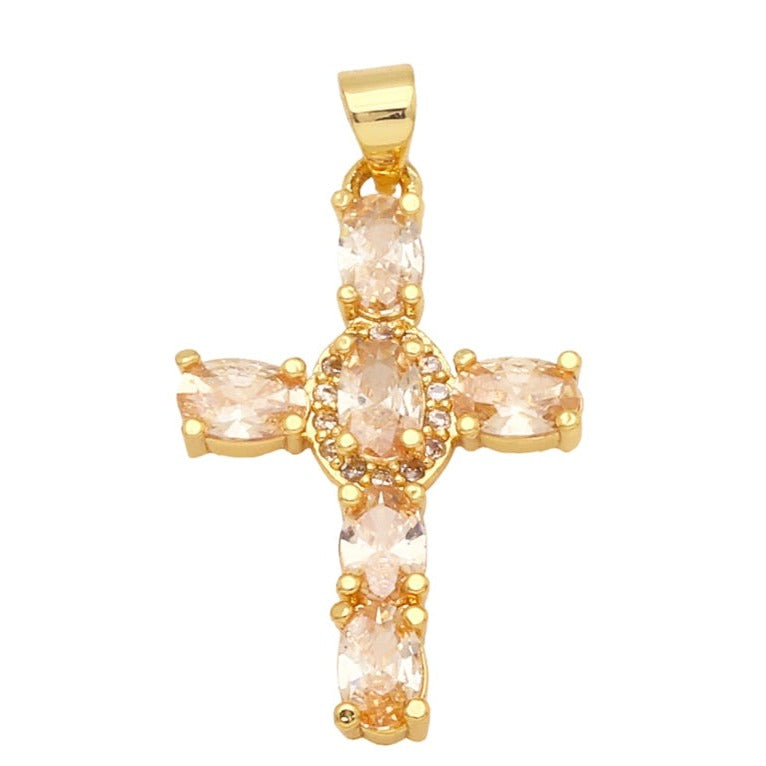 Natural Gemstone Cross Pendant