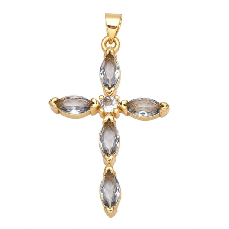 Holy Cross Pendants for Necklace with Natural Stones