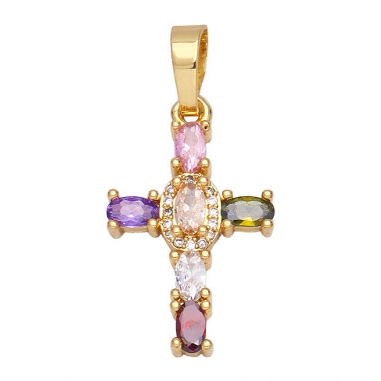 Holy Cross Pendants for Necklace with Natural Stones