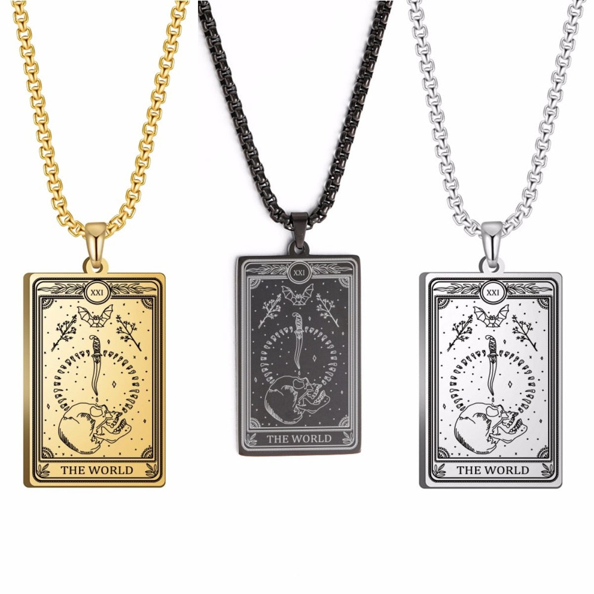 Skeleton Tarot Pendant Necklace of the Major Arcana