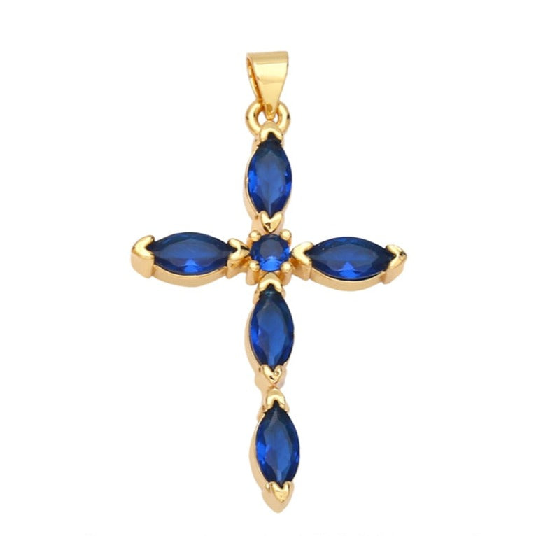 Holy Cross Pendants for Necklace with Natural Stones