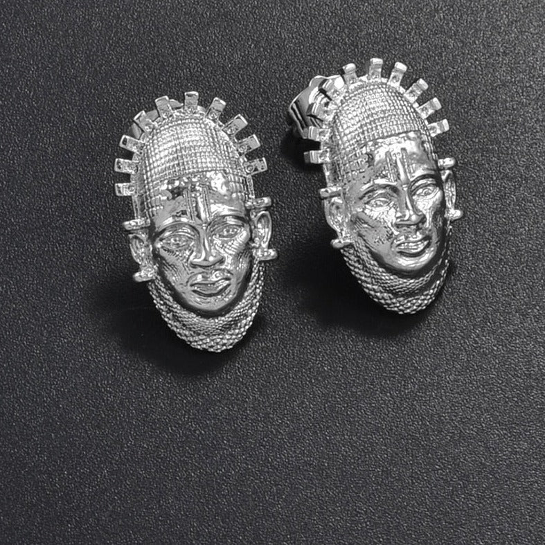 Portrait of Queen Mother Idia of the Benin Empire Mask Earrings