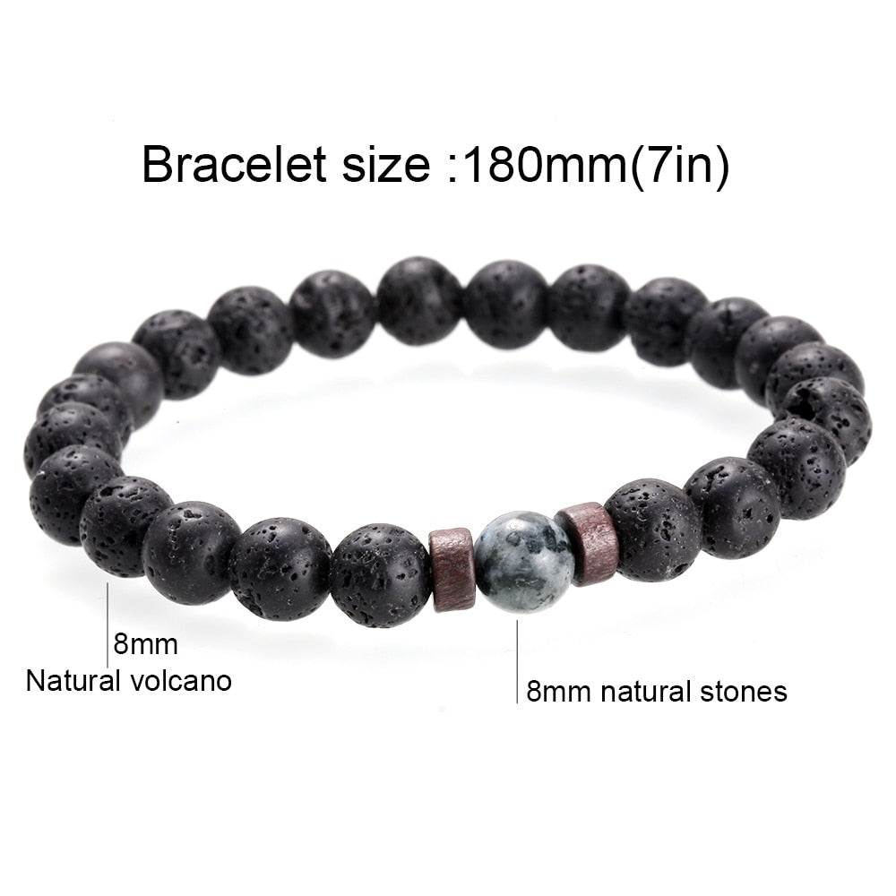 Natural Lava & Moonstone Tibetan Buddha Bracelet