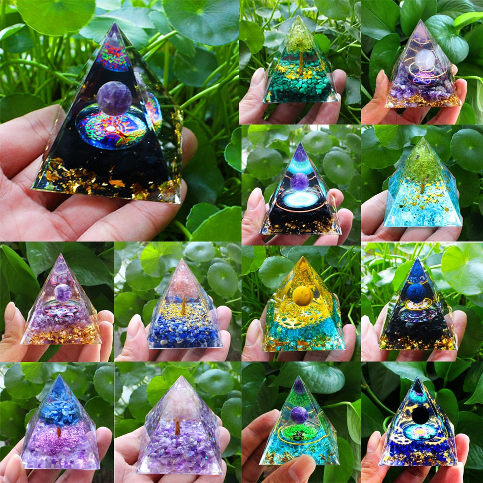 Orgone Pyramid Handmade w/ Natural Crystal