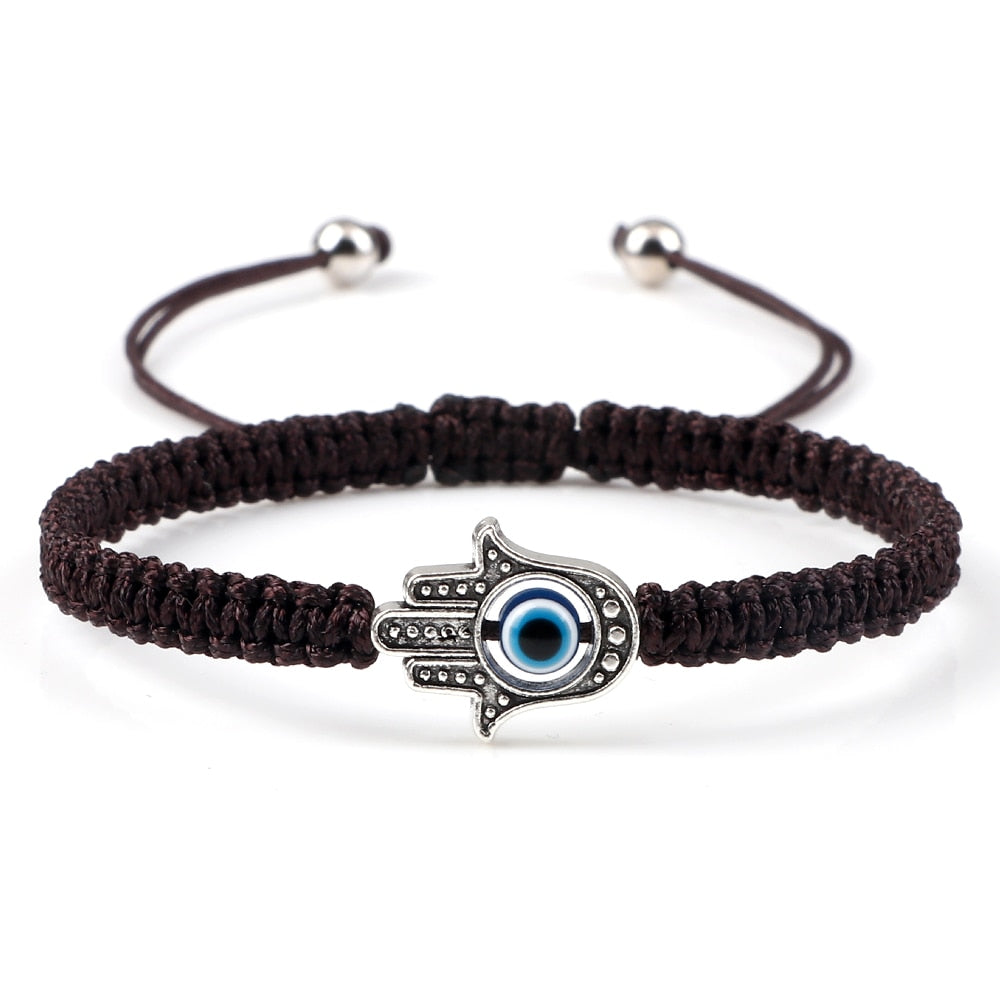 Hand of Fatima & Evil Eye Braided Bracelet for Luck & Protection