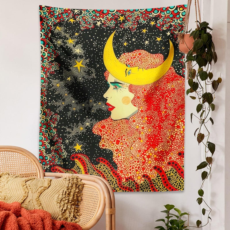 Psychedelic Girl Tapestry - Crescent Crown