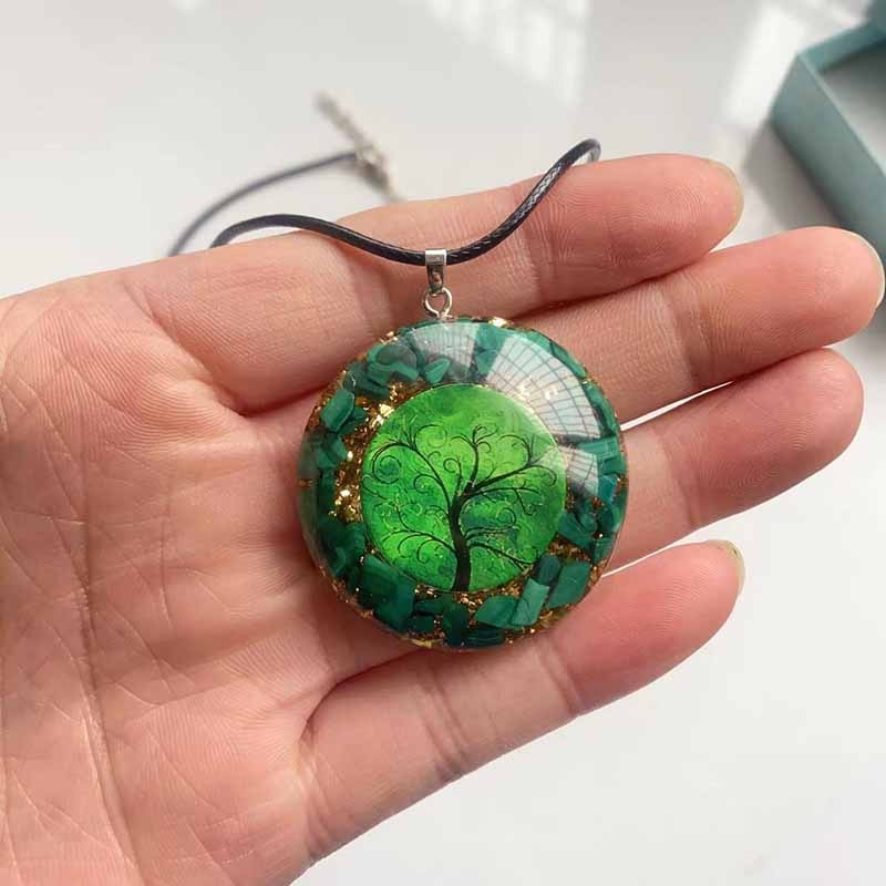 Handmade Malachite Tree of Life Orgone Pendant