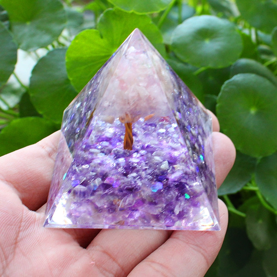 Orgone Pyramid Handmade w/ Natural Crystal