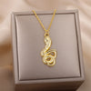 Snake Pendant Necklace For Women Stainless Steel