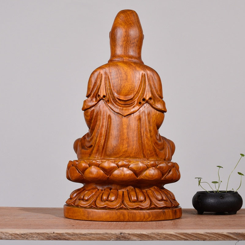 Rosewood Carving of Guanyin Buddha Statue