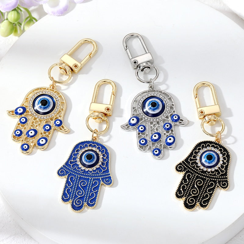 Evil Eye Hamsa Hand Keychain