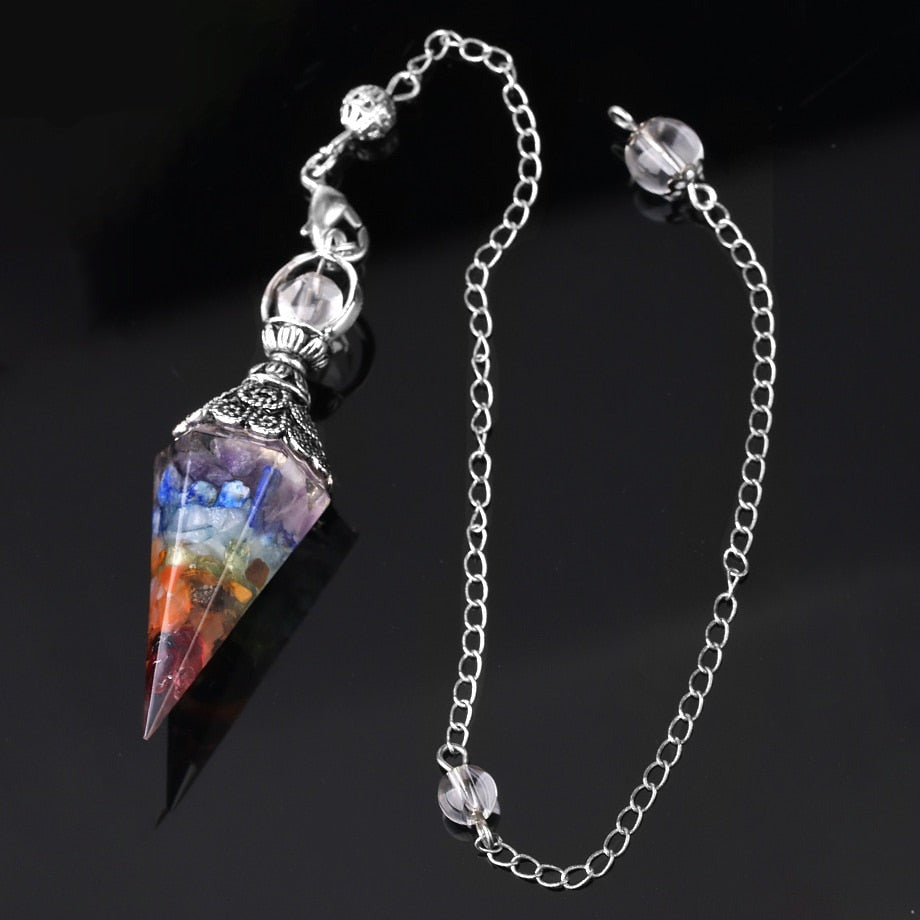 7 Chakra Crystal Pendulum for Dowsing & Divination