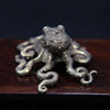 Brass Octopus Statue Incense Holder with Red Eyes