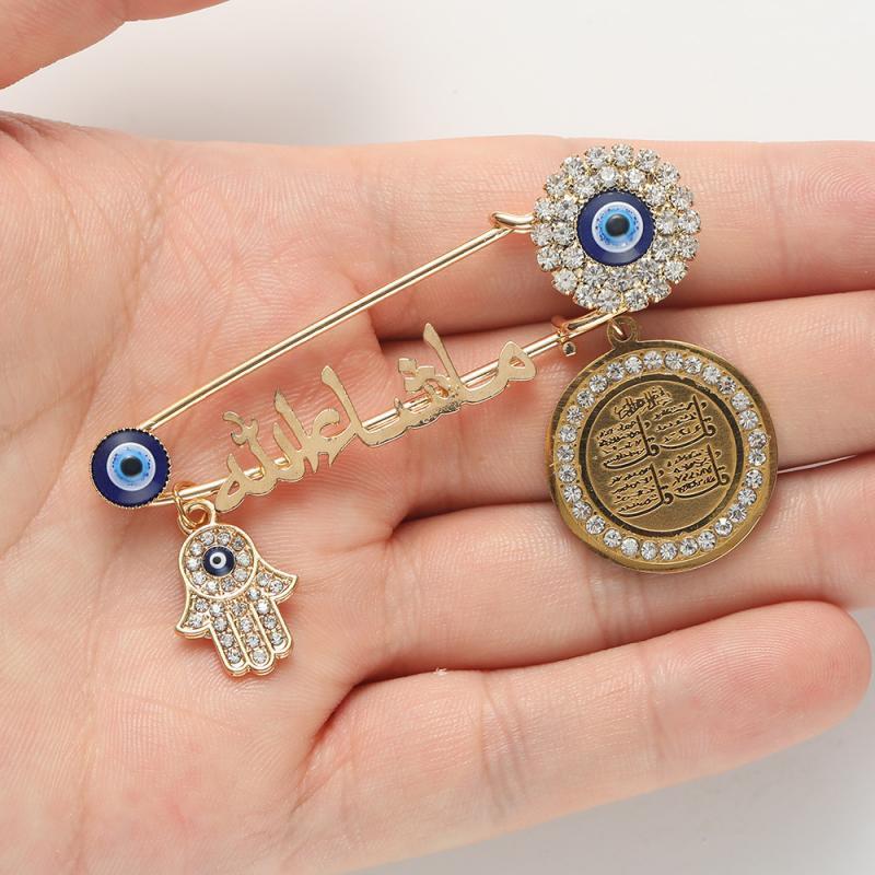 Hand of Fatima + Evil Eye Stainless Steel Brooch