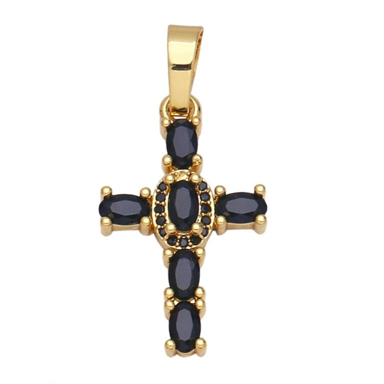 Holy Cross Pendants for Necklace with Natural Stones