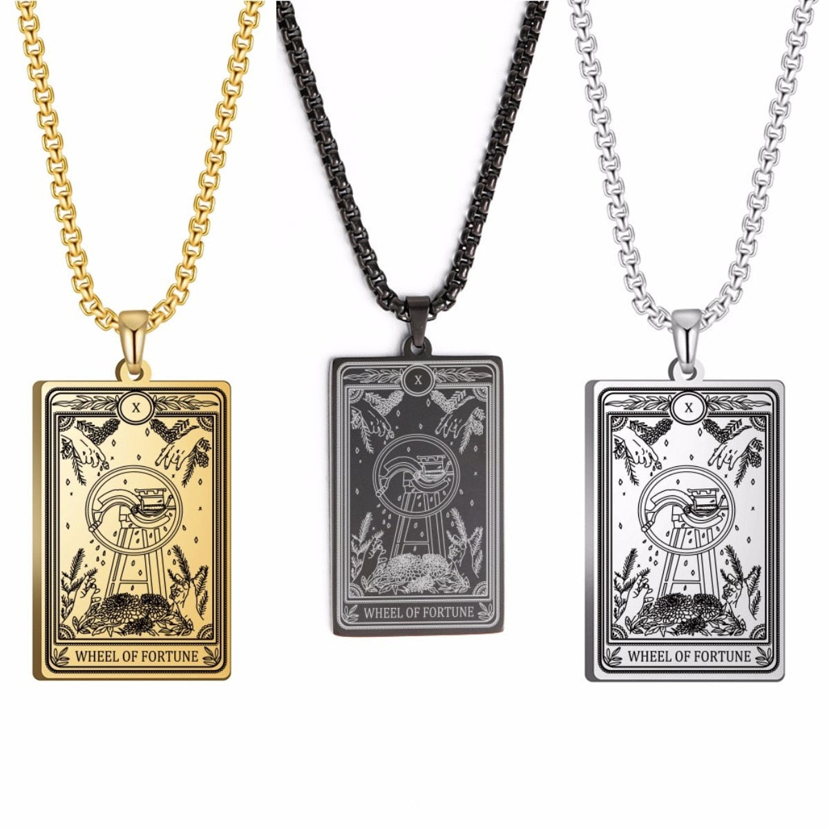 Skeleton Tarot Pendant Necklace of the Major Arcana