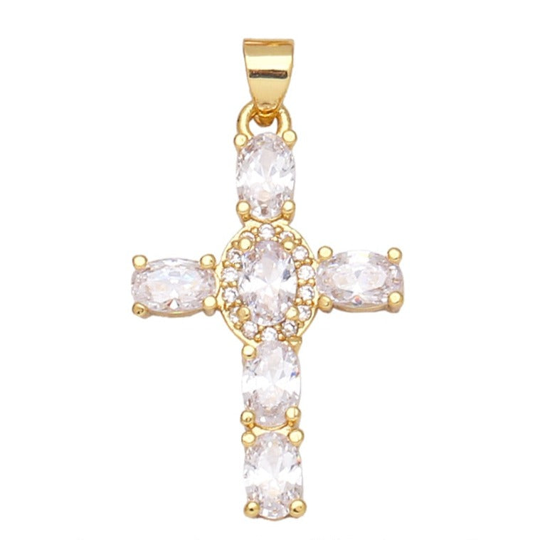 Natural Gemstone Cross Pendant