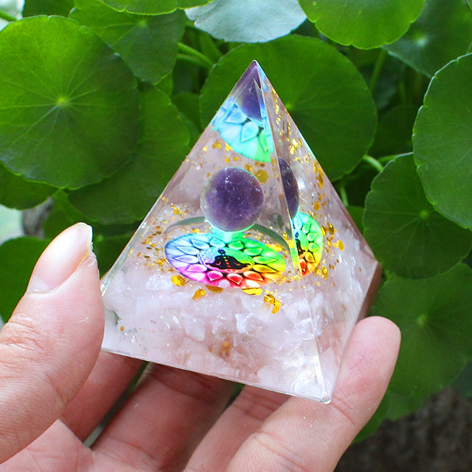 Orgone Pyramid Handmade w/ Natural Crystal