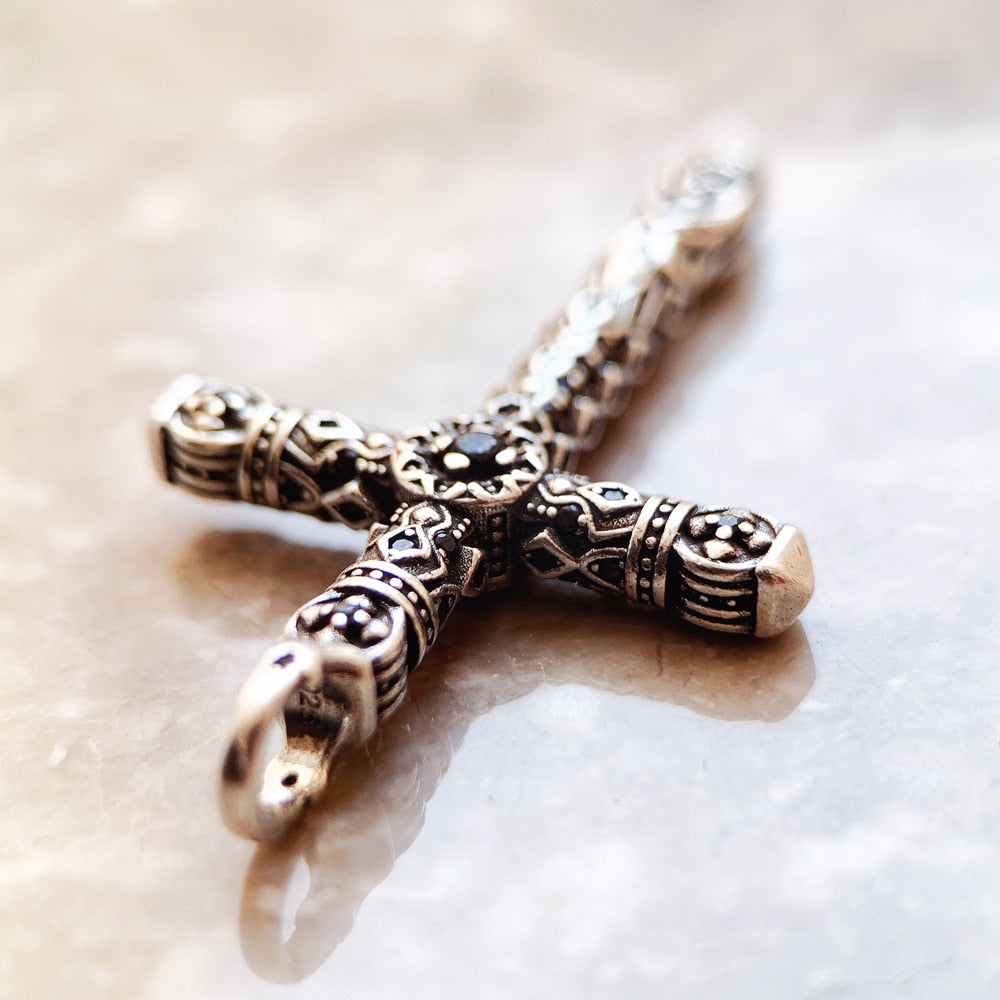 Silver Gothic Style Cross Pendant