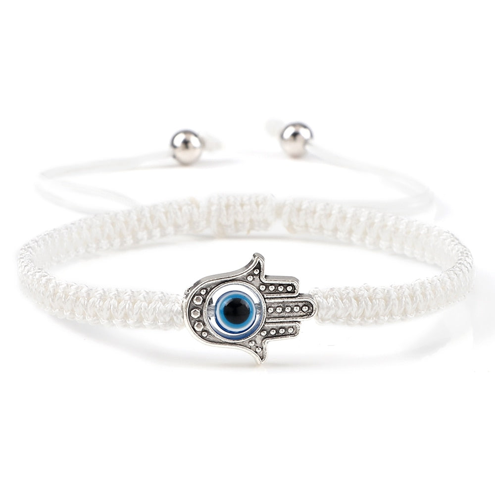 Hand of Fatima & Evil Eye Braided Bracelet for Luck & Protection