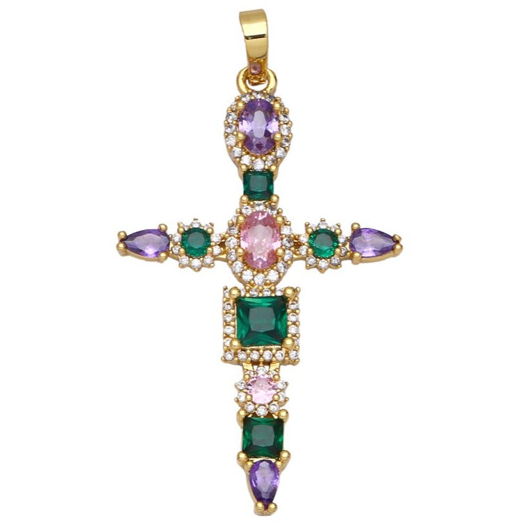 Holy Cross Pendants with Natural Stones