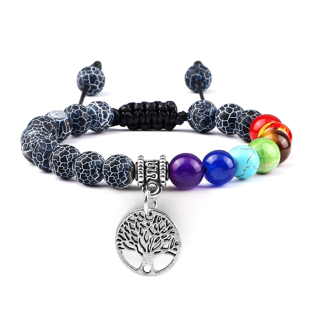 7 Chakra Stones Bracelet w/ Tree of Life Pendant