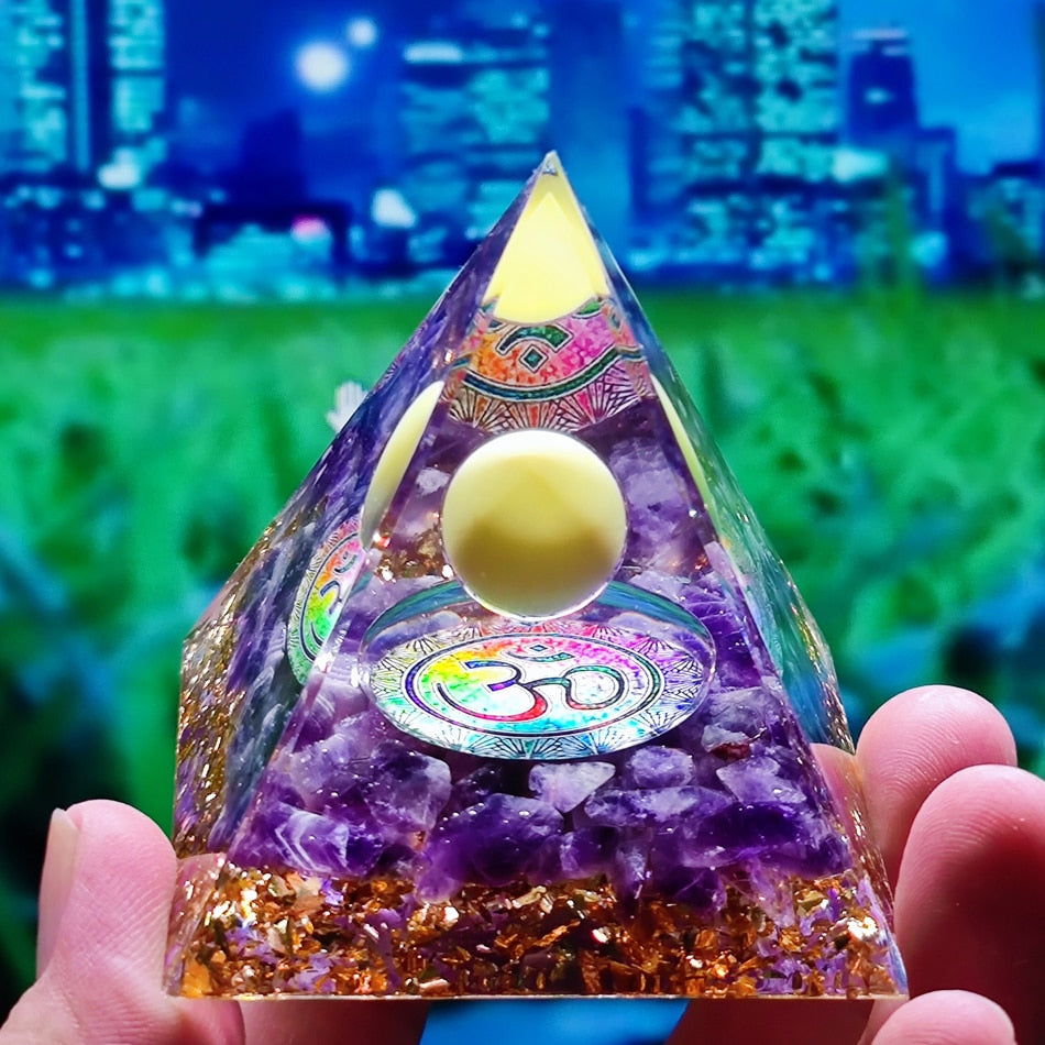 Orgone Pyramid Handmade w/ Natural Crystal