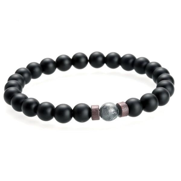 Natural Lava & Moonstone Tibetan Buddha Bracelet