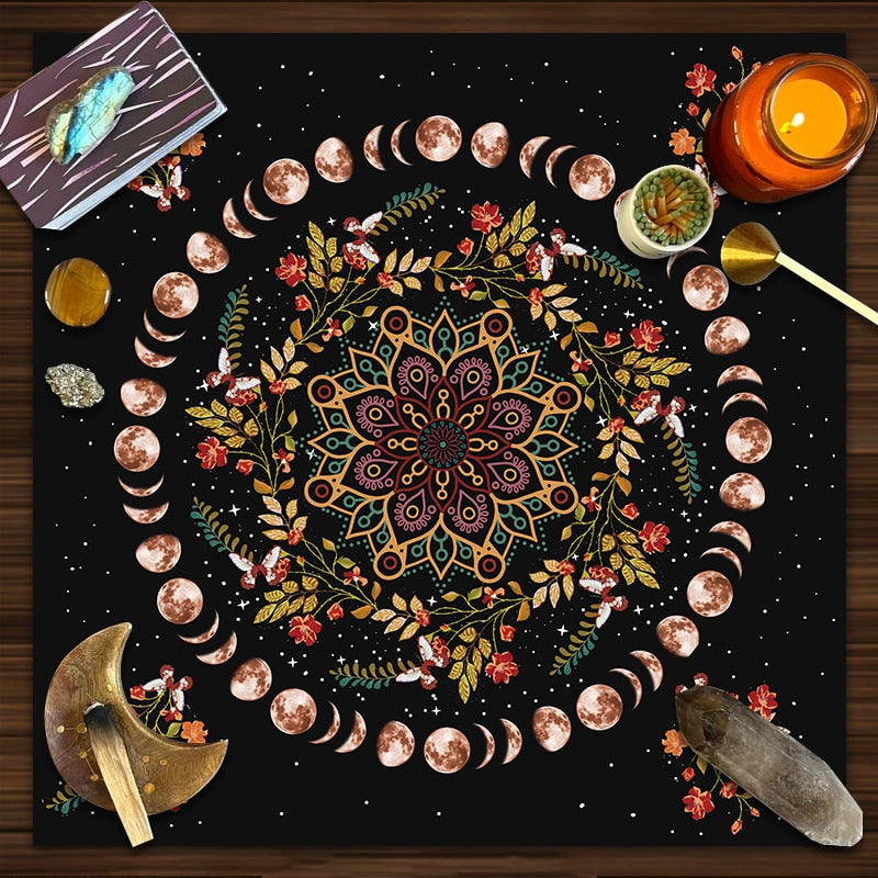 Moon Phase Fractal Tarot & Altar Cloth