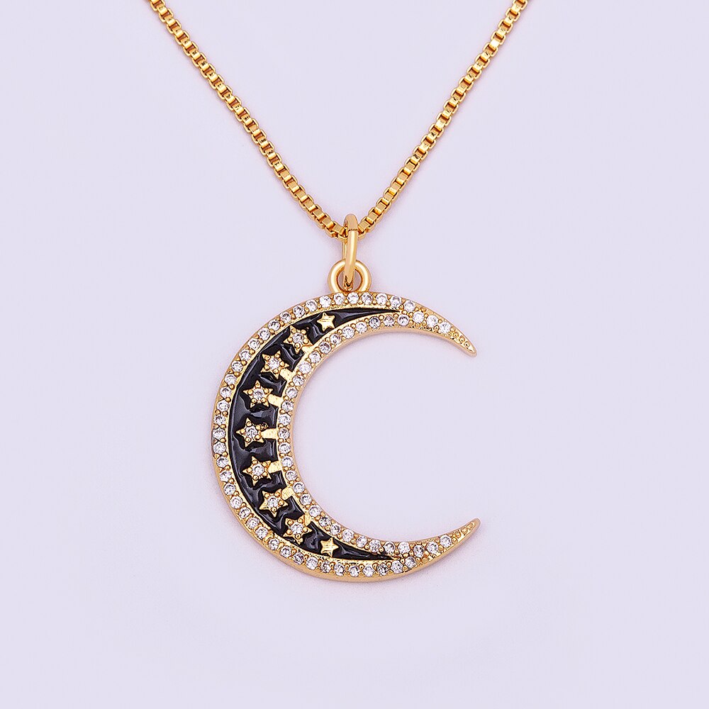 Light Of Stars & Moon Charm Pendant Necklace