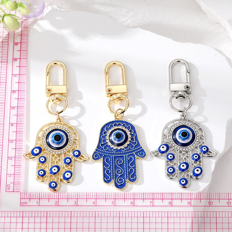 Evil Eye Hamsa Hand Keychain