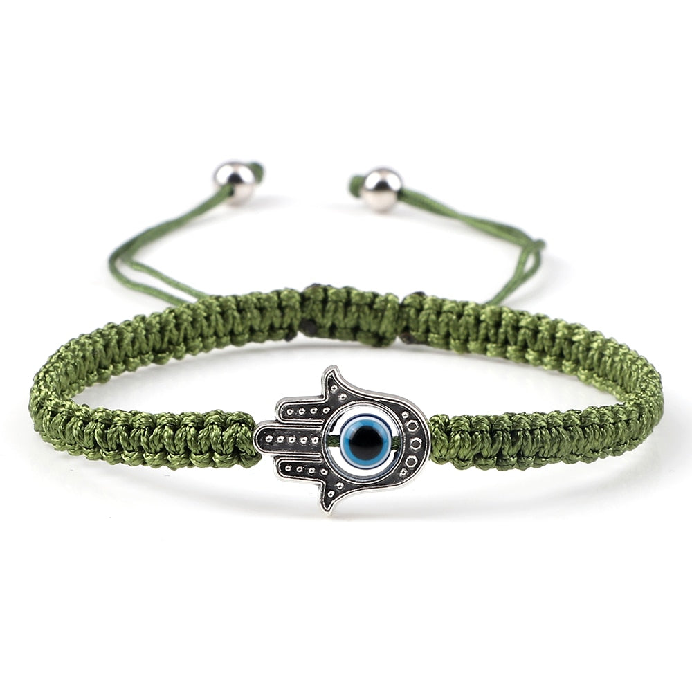 Hand of Fatima & Evil Eye Braided Bracelet for Luck & Protection