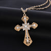 Large Crystal Gothic Style Cross Pendant Necklace