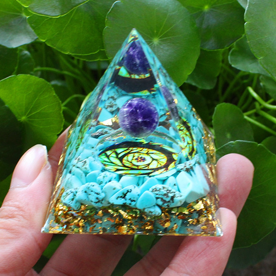 Orgone Pyramid Handmade w/ Natural Crystal