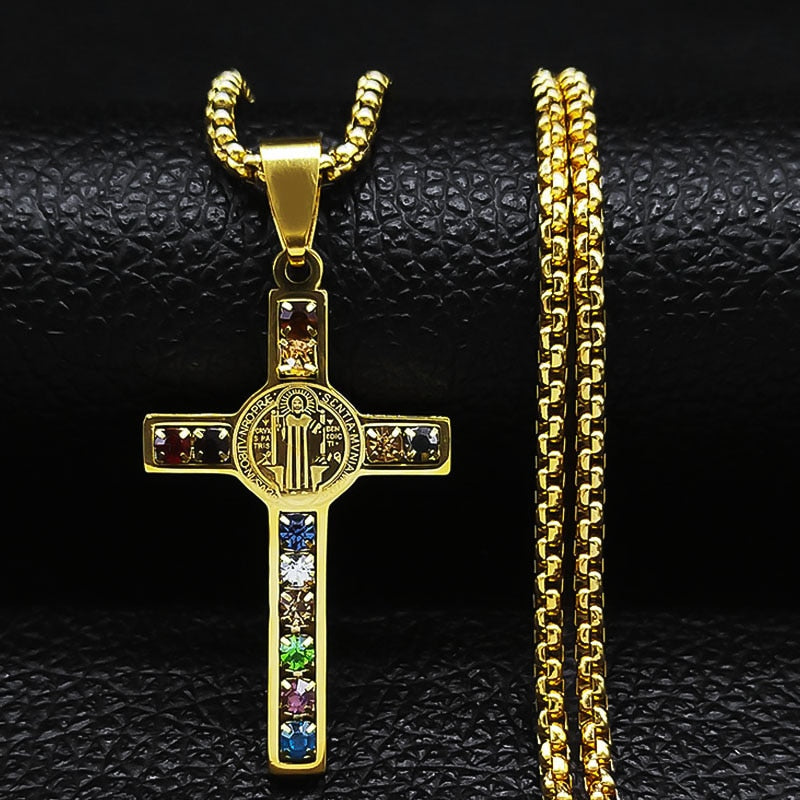 Crystal Crucifix with Saint Benedict Medal