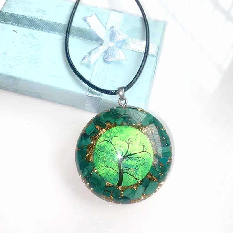 Handmade Malachite Tree of Life Orgone Pendant