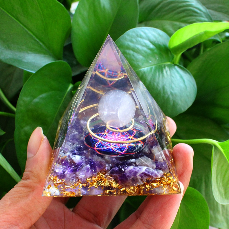 Orgone Pyramid Handmade w/ Natural Crystal