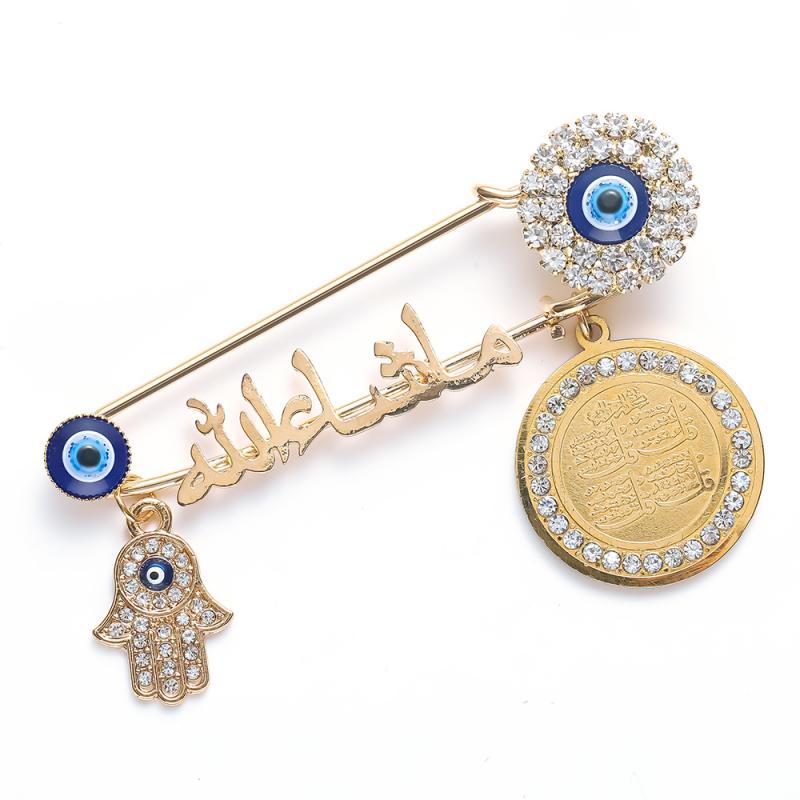 Hand of Fatima + Evil Eye Stainless Steel Brooch