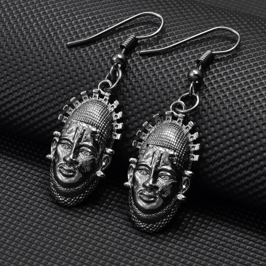 Portrait of Queen Mother Idia of the Benin Empire Mask Earrings