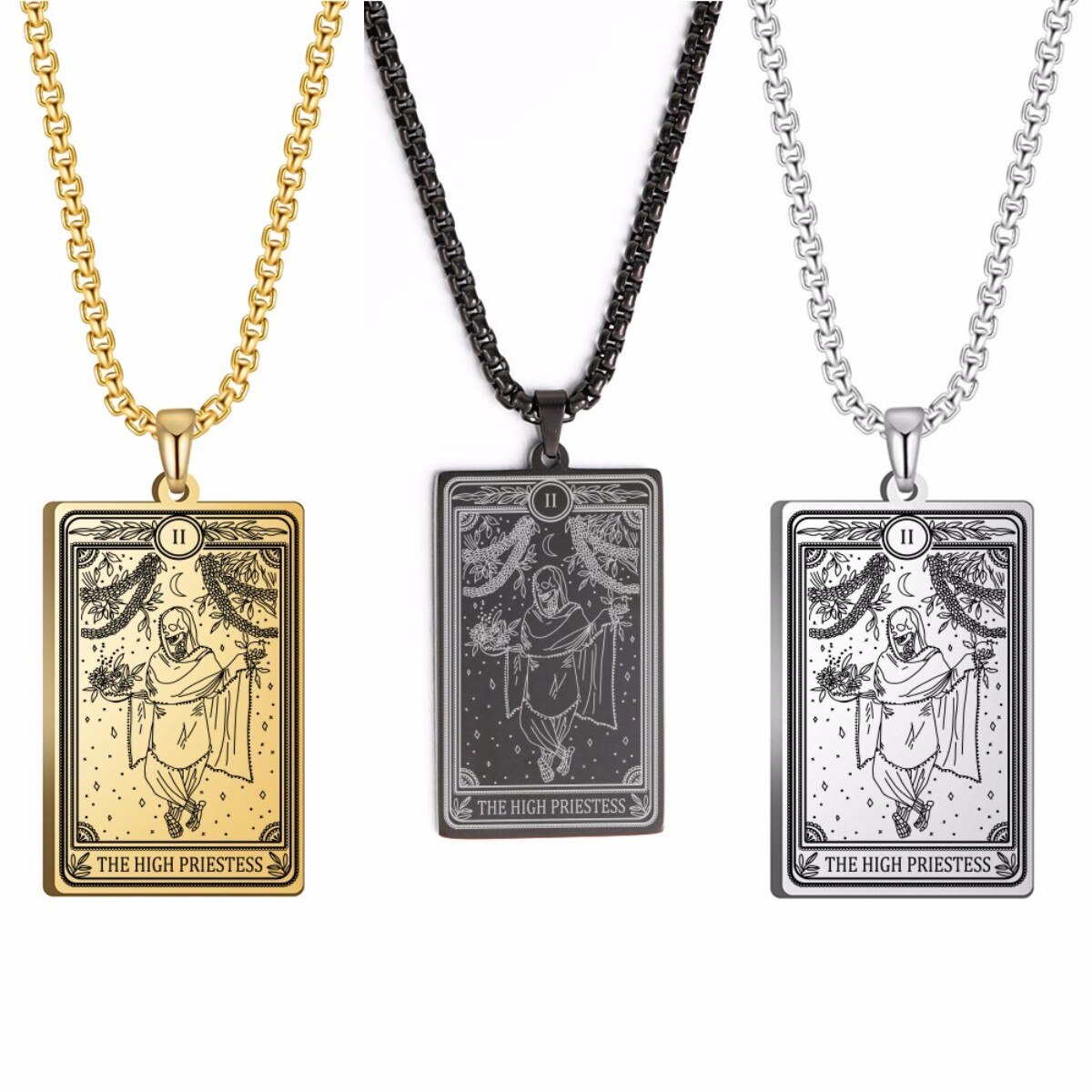 Skeleton Tarot Pendant Necklace of the Major Arcana