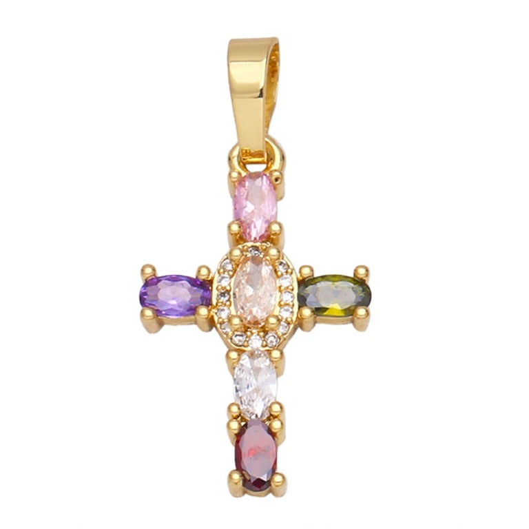 Holy Cross Pendants for Necklace with Natural Stones