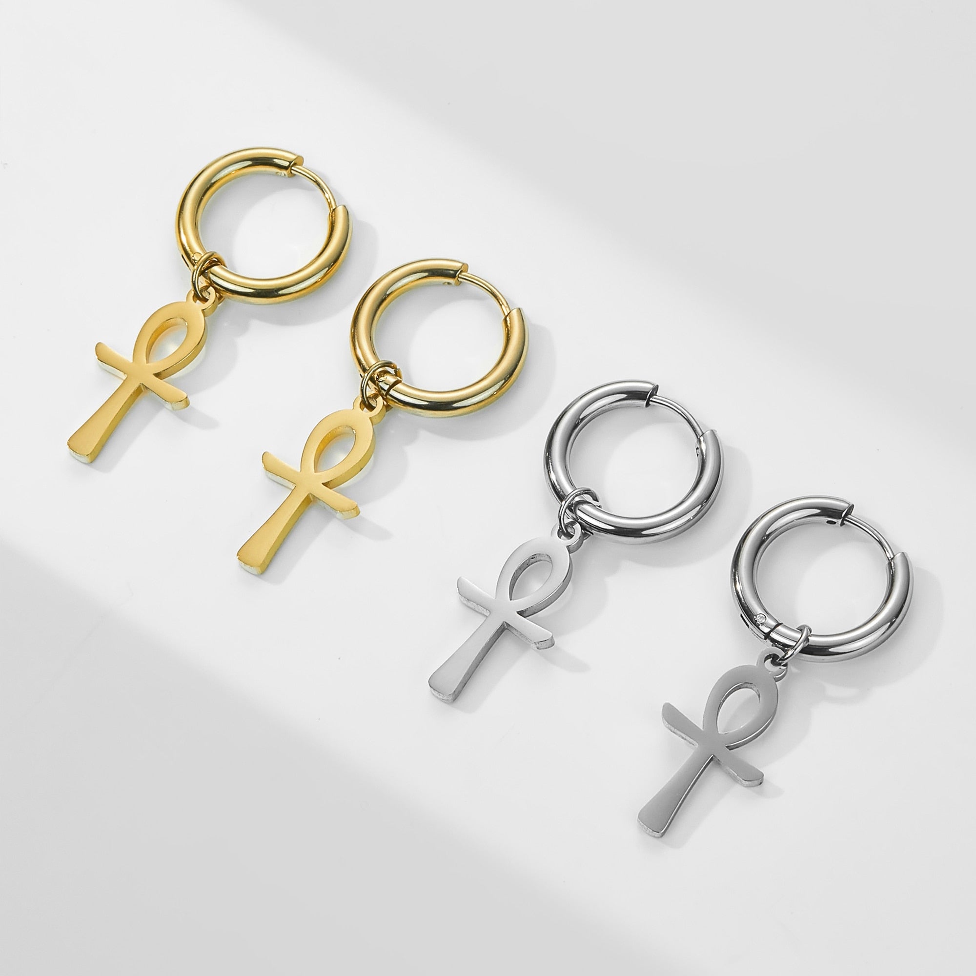 Egyptian Ankh Cross Drop Dangle Earring