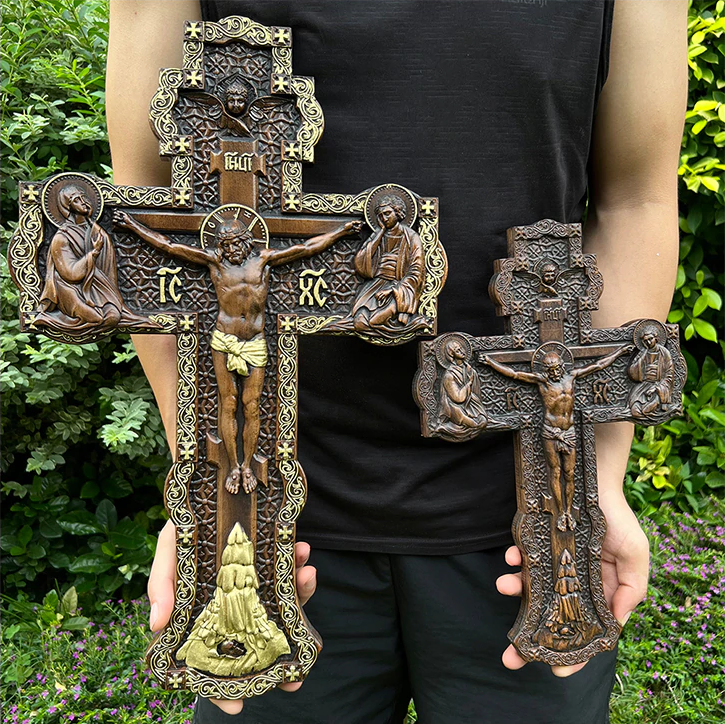 Jesus on the Holy Cross Carved from Solid Beech Wood