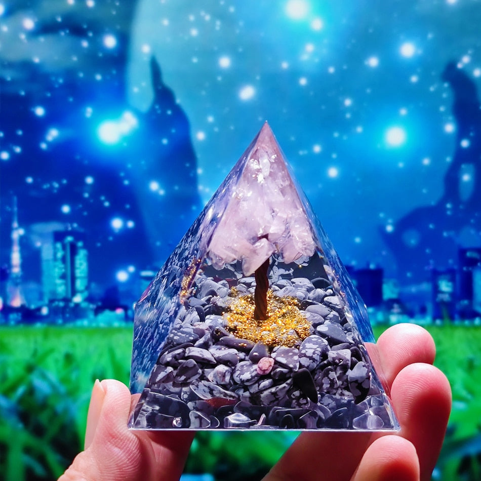 Handmade Orgone Pyramid in Various Stones & Crystals