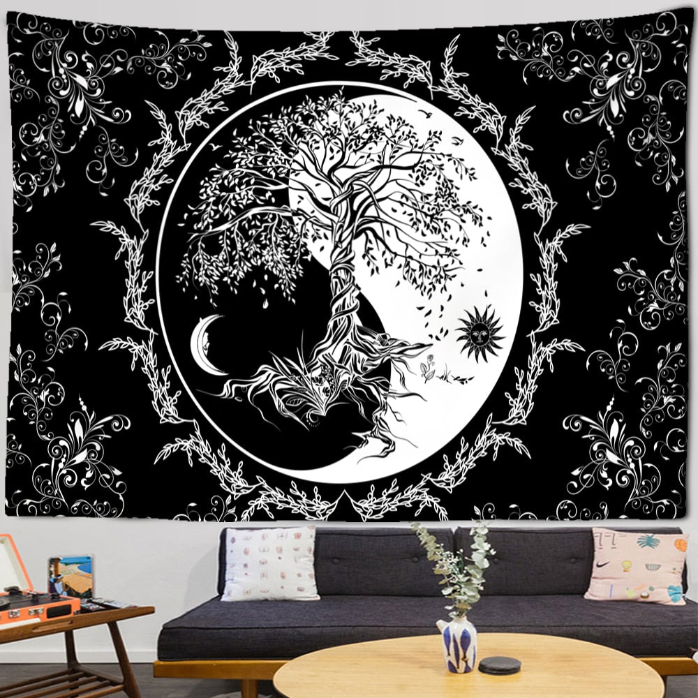 Ying Yang Tree of Life Tapestry