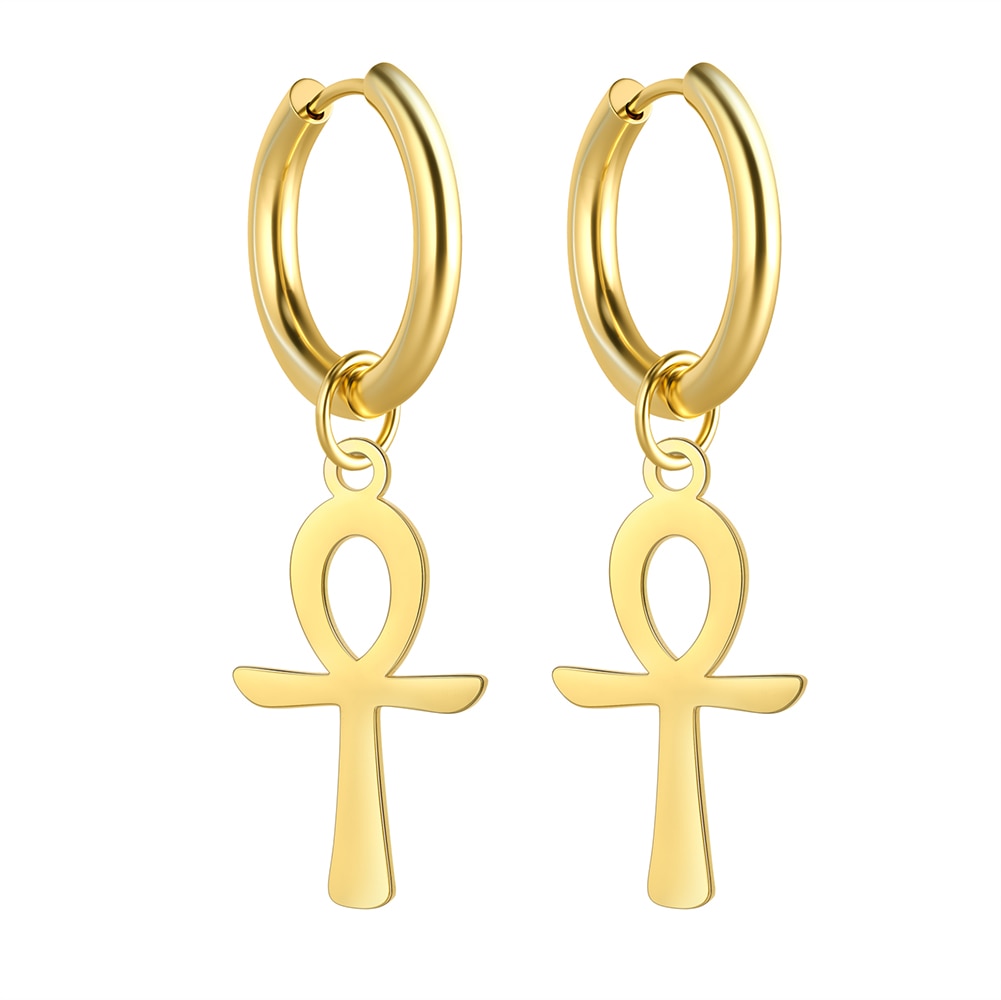 Egyptian Ankh Cross Drop Dangle Earring