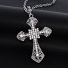 Large Crystal Gothic Style Cross Pendant Necklace